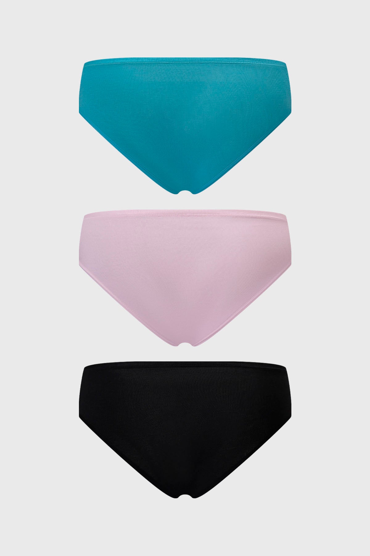 Calzón mujer tripack en algodón liso aqua rosa y negro diseño simple y sin estampa ideal para uso diario