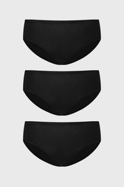 Calzón mujer tripack negro liso algodón diseño simple y cómodo ideal para el uso diario