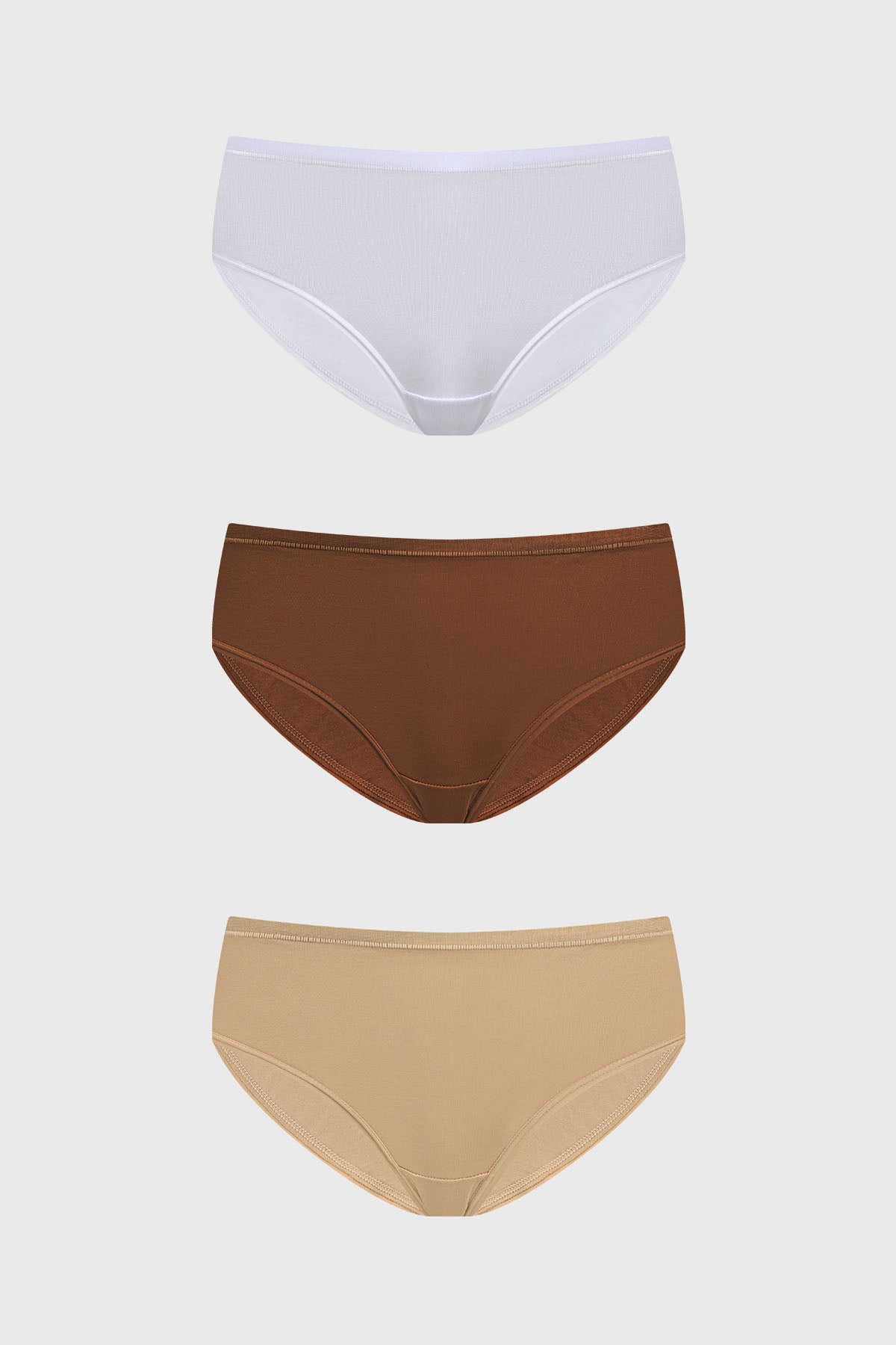 Calzón Mujer Tripack Algodón Liso Café