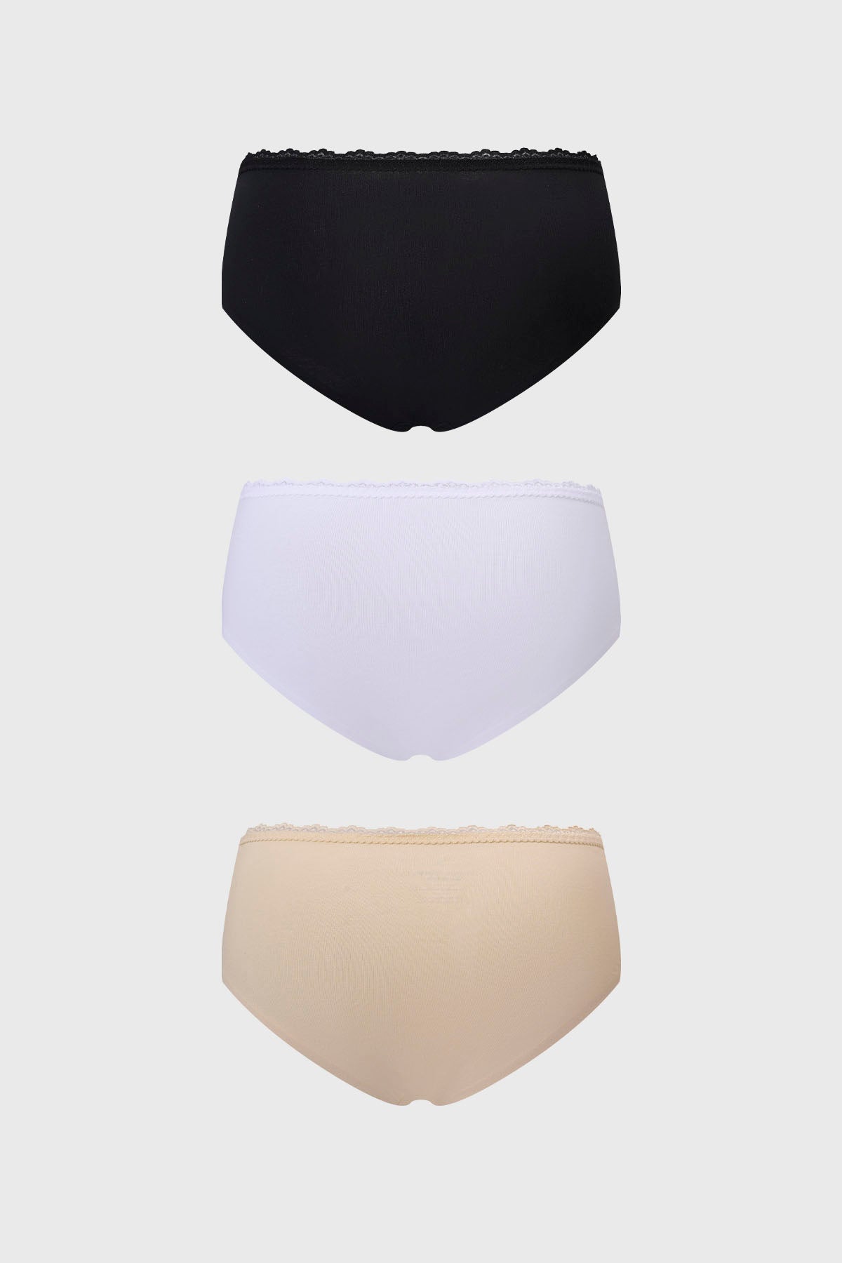 Calzón Mujer Tripack Pantaleta Detalle Encaje Blanco