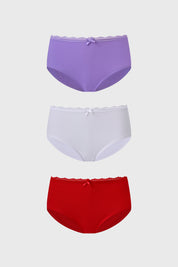 Calzón Mujer Tripack Pantaleta Detalle Encaje Lila