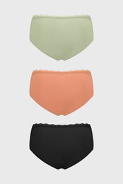 Calzón Mujer Tripack Pantaleta Detalle Encaje Menta