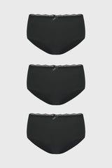 Calzón Mujer Tripack Pantaleta Detalle Encaje Negro