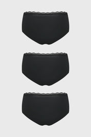 Calzón Mujer Tripack Pantaleta Detalle Encaje Negro