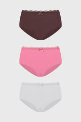 Calzón Mujer Tripack Pantaleta Detalle Encaje Rosado
