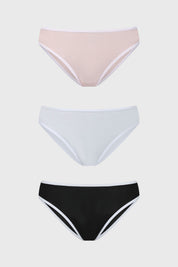 Calzón bikini liso blanco de algodón con elástico suave sin estampa ideal para comodidad diaria