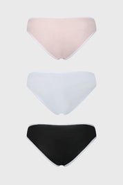 Calzón bikini liso blanco de algodón con elástico suave sin estampa ideal para comodidad diaria