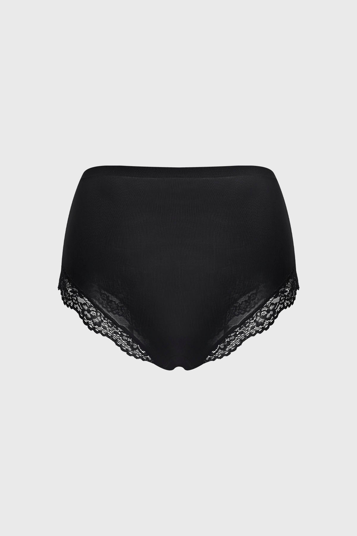 Calzón Mujer Tiro Alto Detalle Encaje Negro