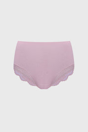 Calzón Mujer Tiro Alto Detalle Encaje Palo Rosa