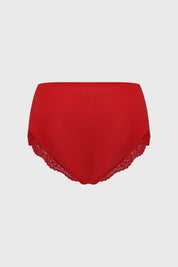 Calzón Mujer Tiro Alto Detalle Encaje Rojo