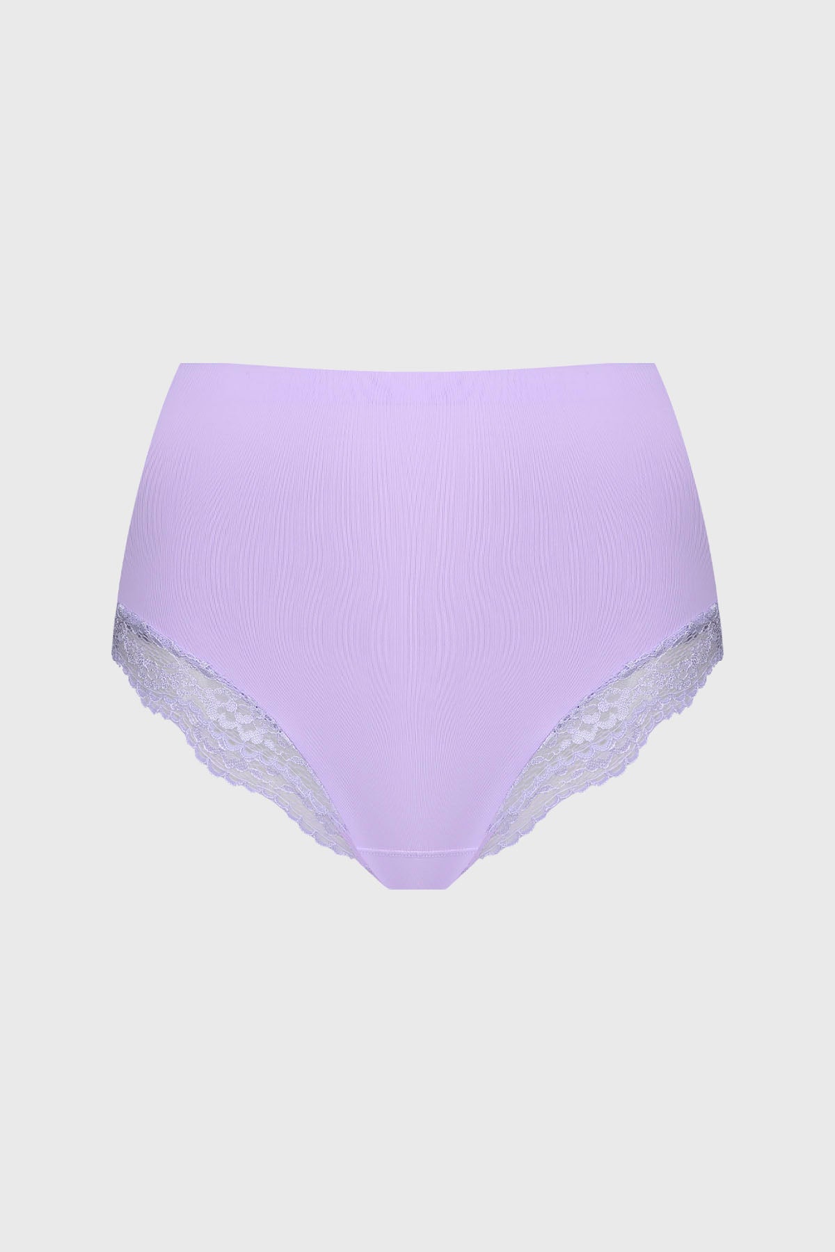 Calzón lila de tiro alto con detalle de encaje en la parte inferior estilo elegante y delicado