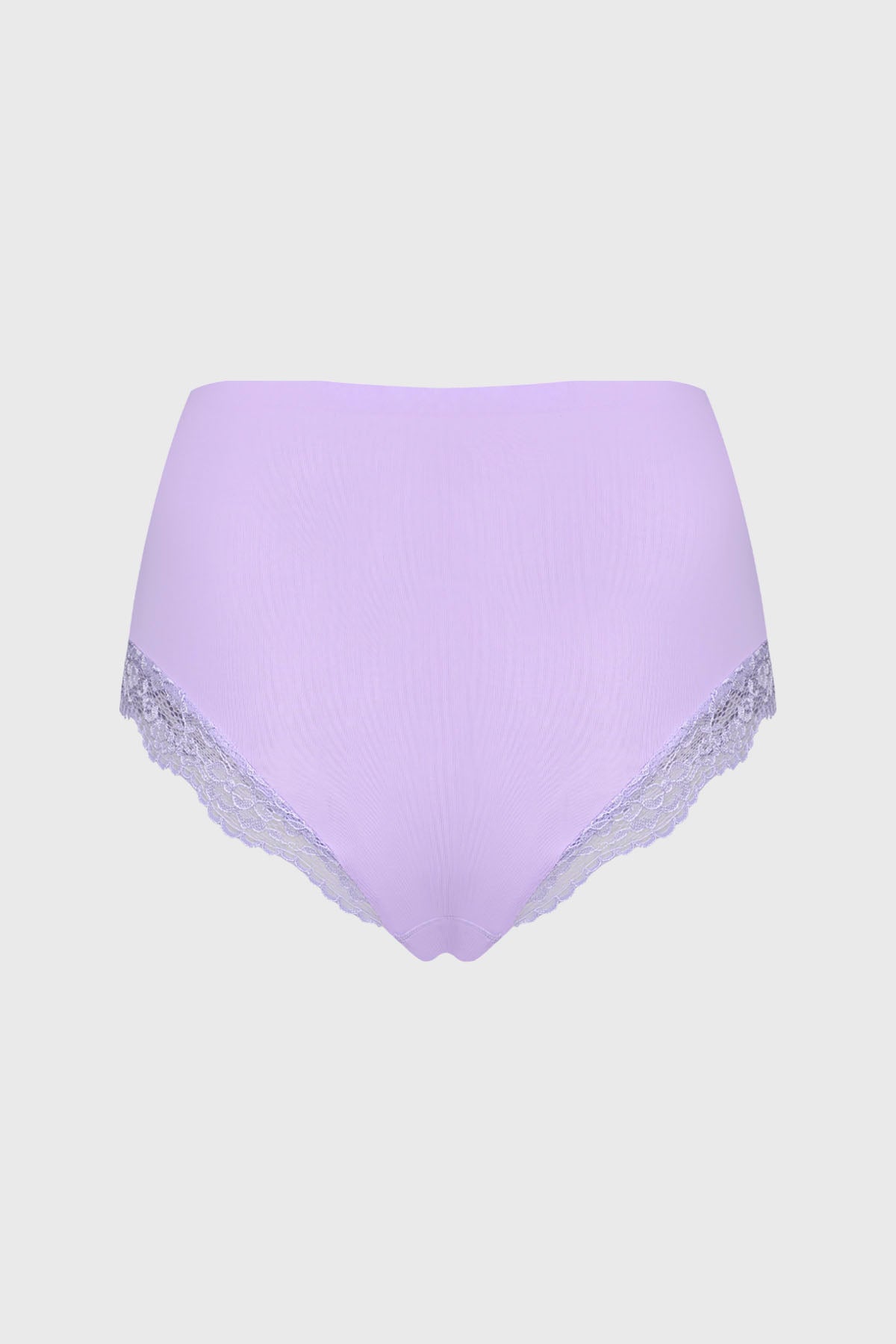 Calzón lila de tiro alto con detalle de encaje en la parte inferior estilo elegante y delicado