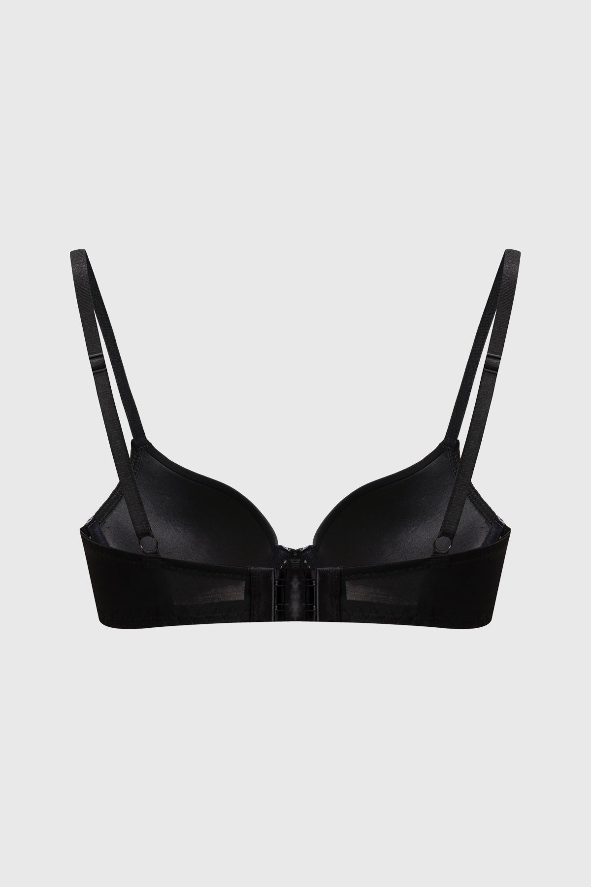 Sostén negro con encaje floral en el frente y tirantes ajustables elegante y sin estampa