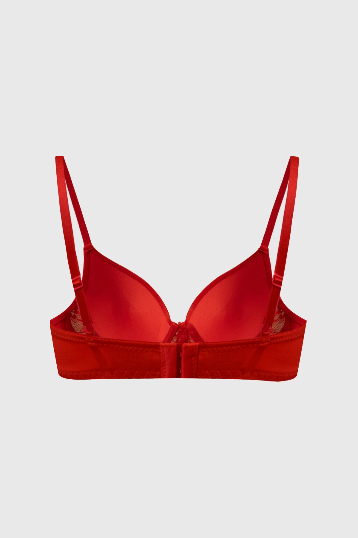 Sostén rojo para mujer con encaje floral delantero diseño elegante y liso confeccionado en poliéster y elastano