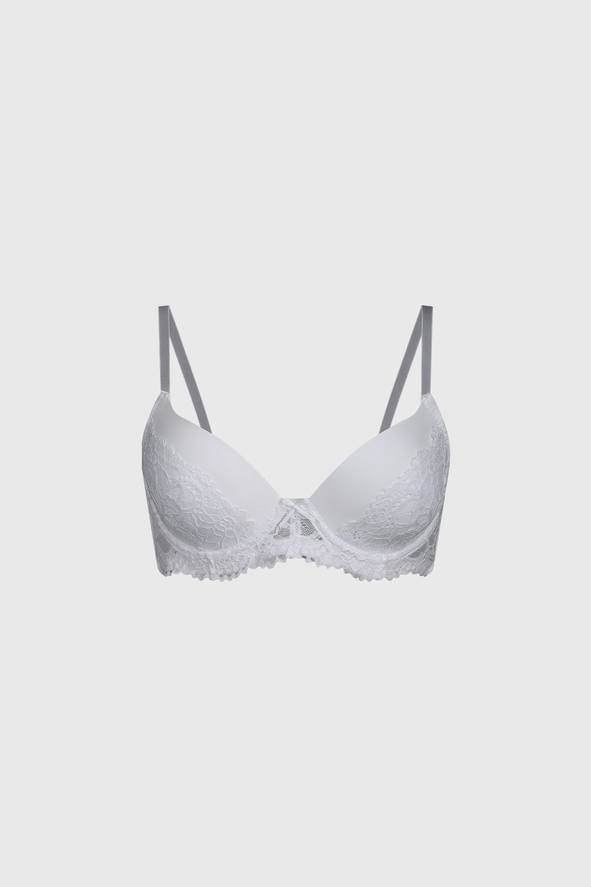 Sostén blanco con encaje frontal delicado y diseño liso ideal para momentos de elegancia y confort diario