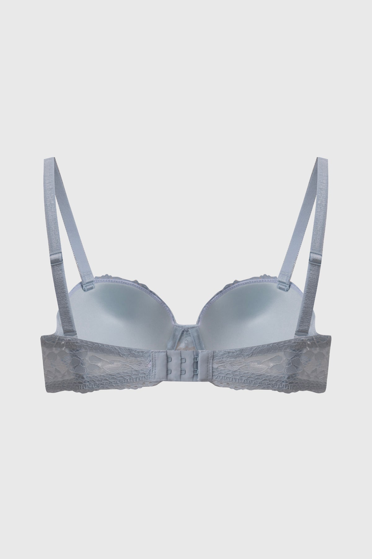 Sostén strapless azul claro con encaje floral en toda la superficie sin estampa lisa elegante y femenina