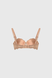 Sostén strapless camel con encaje floral detallado en toda la prenda sin estampa lisa y elegante