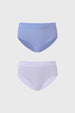 Bipack de calzones tiro alto azul claro y blanco en algodón sin estampa diseño liso y cómodo