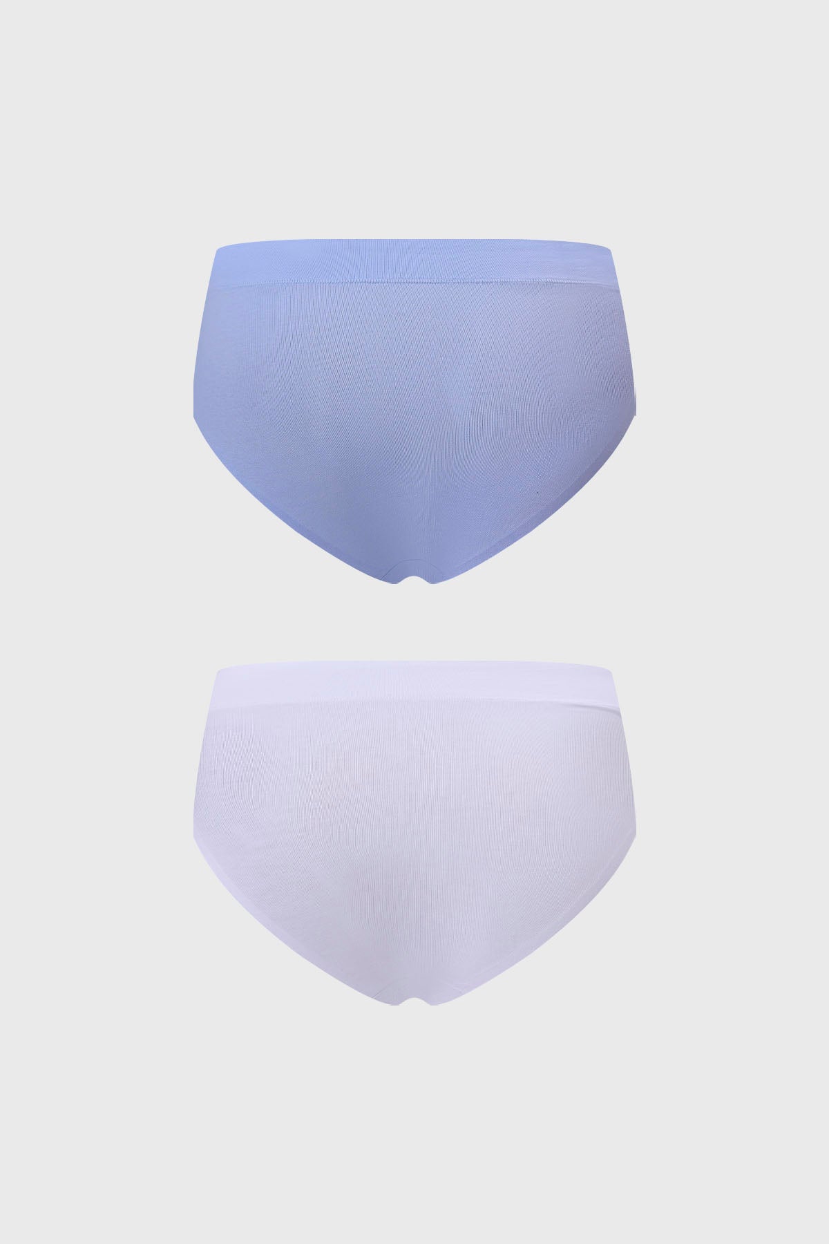 Bipack de calzones tiro alto azul claro y blanco en algodón sin estampa diseño liso y cómodo