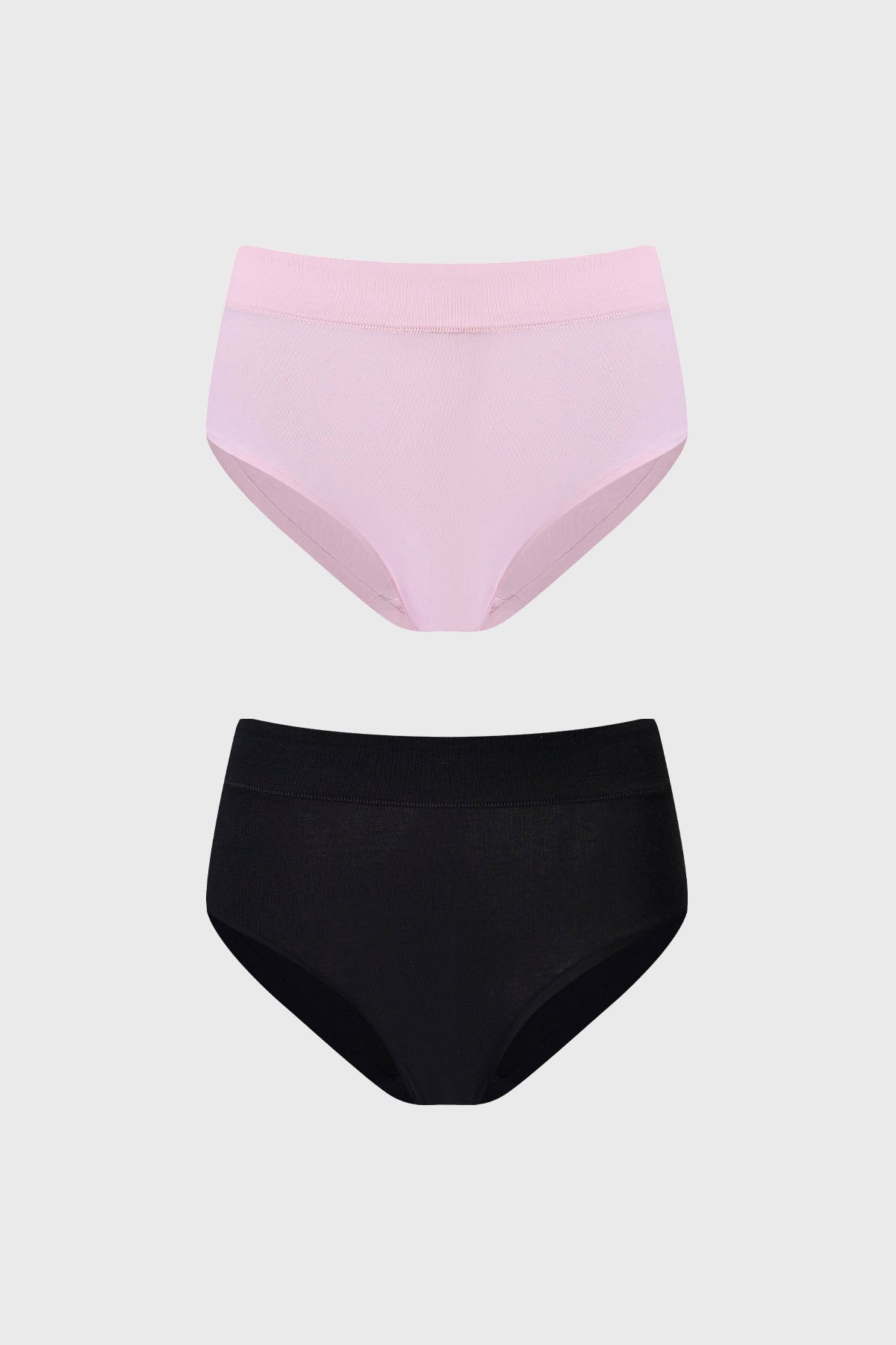 Bipack de calzones mujer tiro alto palo rosa y negro lisos algodon spandex para comodidad diaria