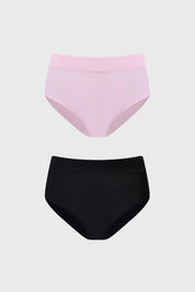 Bipack de calzones mujer tiro alto palo rosa y negro lisos algodon spandex para comodidad diaria