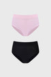 Bipack de calzones mujer tiro alto palo rosa y negro lisos algodon spandex para comodidad diaria