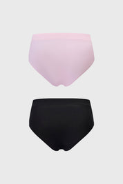 Bipack de calzones mujer tiro alto palo rosa y negro lisos algodon spandex para comodidad diaria