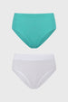 Bipack de calzones mujer tiro alto color aqua y blanco prenda lisa sin estampado de algodón diseño clásico y cómodo