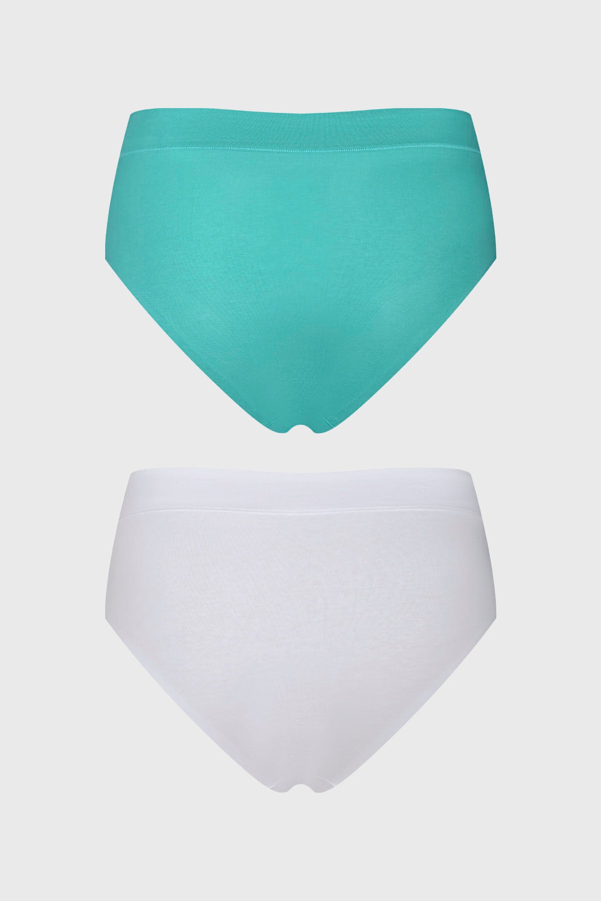 Bipack de calzones mujer tiro alto color aqua y blanco prenda lisa sin estampado de algodón diseño clásico y cómodo