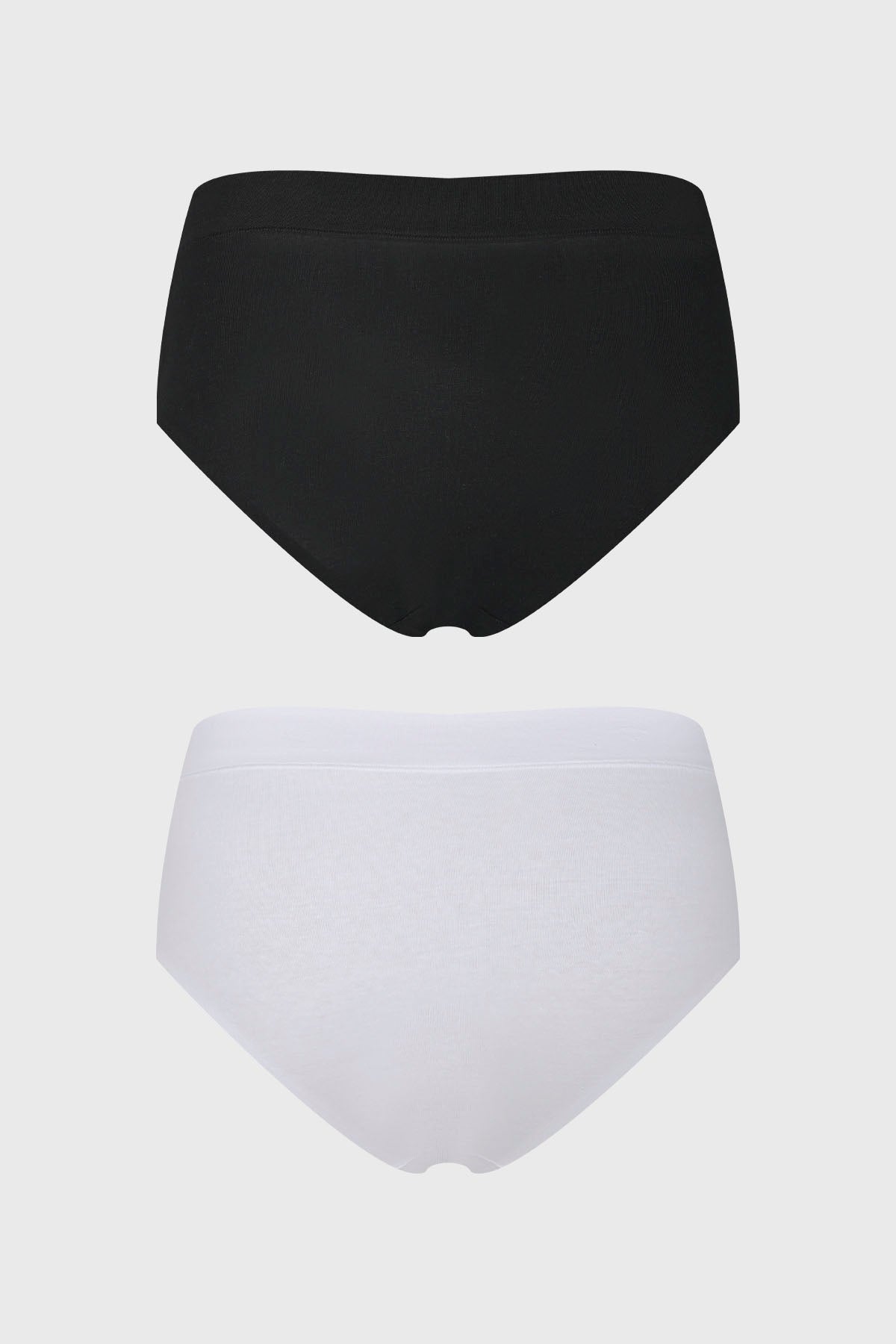 Bipack de calzones de mujer tiro alto en algodón blanco y negro diseño liso clásico sin estampa