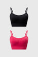 Bipack de petos lisos mujer en fucsia y negro sin estampado diseño básico con tirantes delgados estilo minimalista