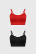 Bipack de sostenes peto liso rojo y negro con tirantes finos diseño minimalista sin estampado