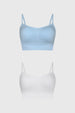 Bipack de sostenes peto liso azul claro y blanco sin estampas con tirantes delgados para mujer
