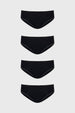Pack de cuatro calzones bikini lisos negros de corte clásico sin estampas visibles