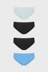 Calzón Mujer Pack4 Bikini Liso Azul Claro