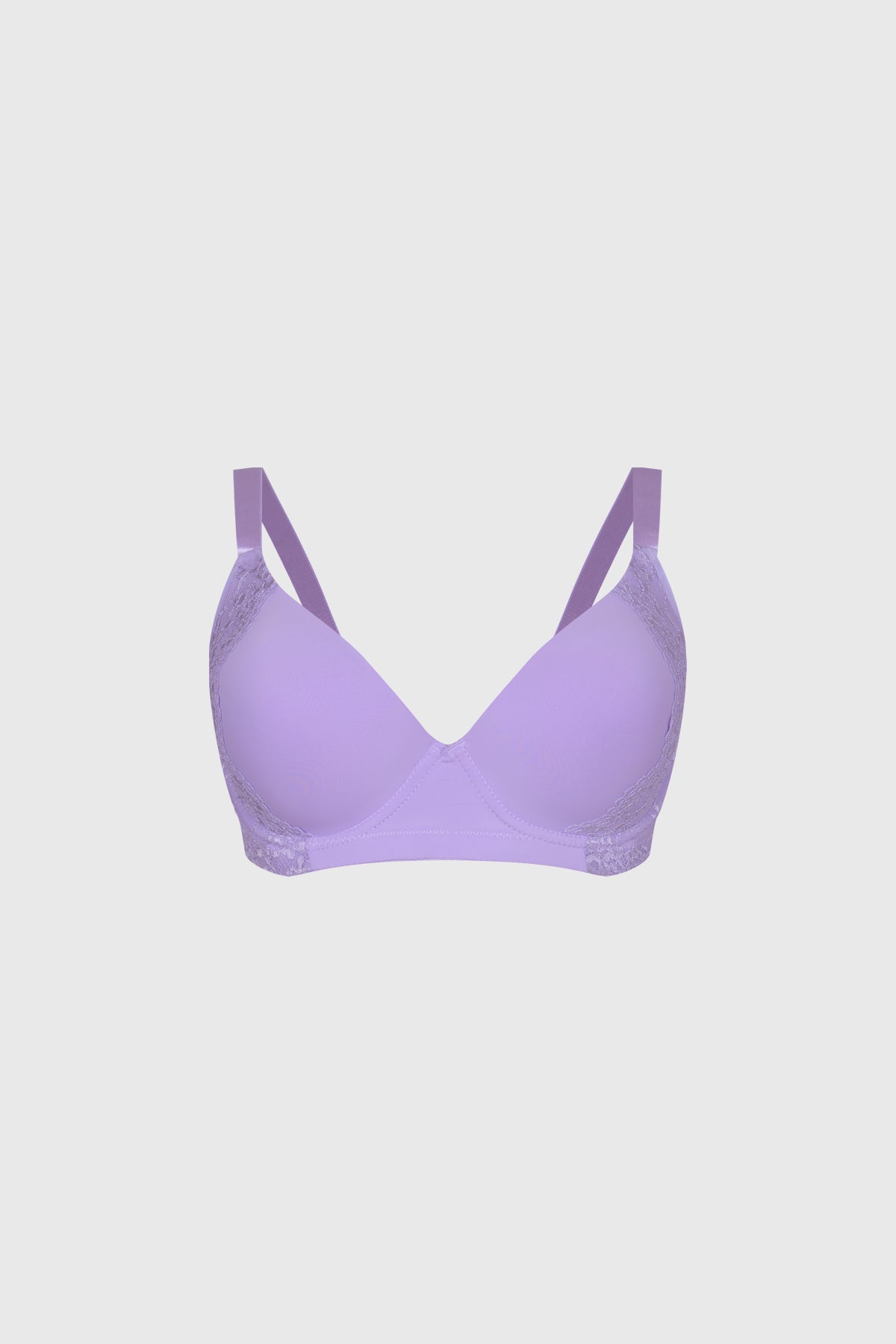 Sostén lila medio encaje con copas support diseño liso y detalles de encaje en laterales