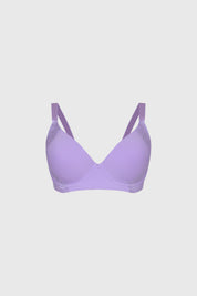 Sostén lila medio encaje con copas support diseño liso y detalles de encaje en laterales