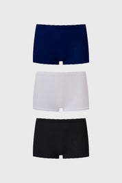 Calzón Mujer Tripack Short Liso Rib Azul Marino