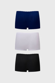 Calzón Mujer Tripack Short Liso Rib Azul Marino