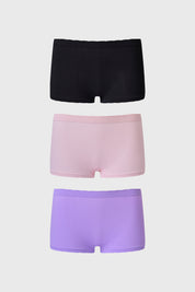 Calzón Mujer Tripack Short Liso Rib Negro