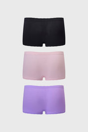 Calzón Mujer Tripack Short Liso Rib Negro