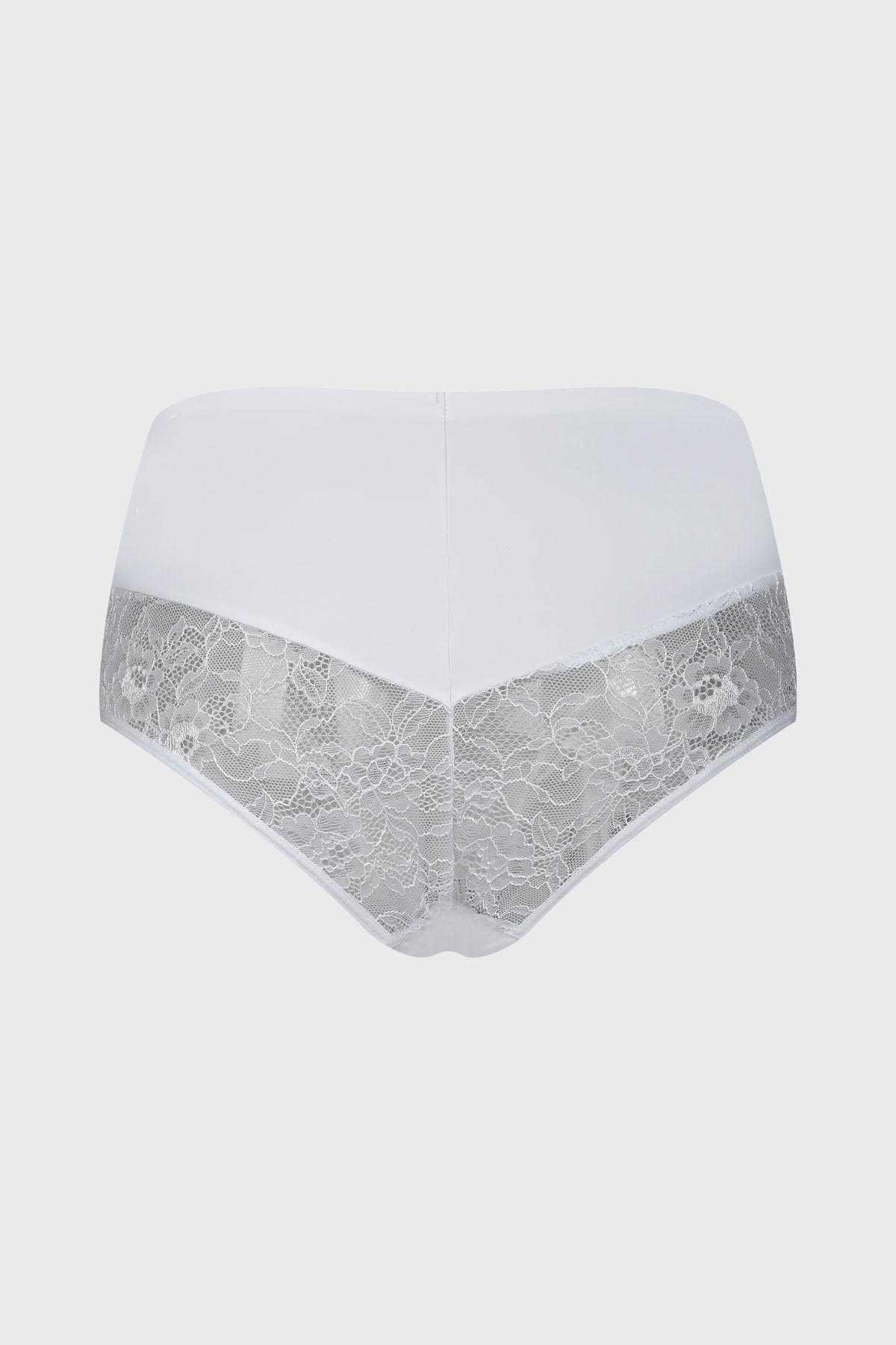 Calzón blanco de mujer tiro alto con encaje en los laterales y diseño liso elegante y cómodo