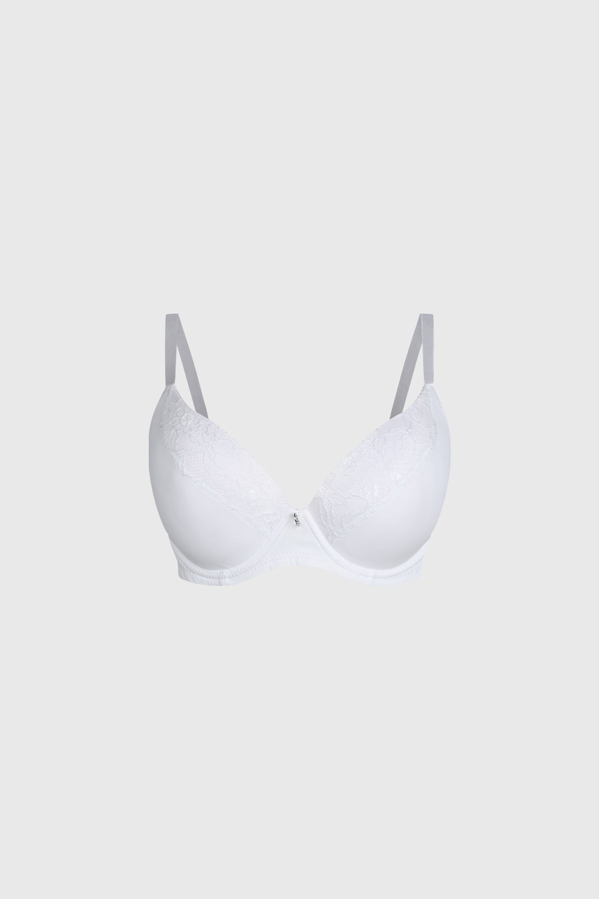Sostén blanco de encaje con tirantes ajustables y diseño liso elegante para mujer