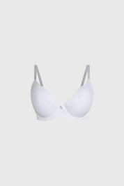 Sostén blanco de encaje con tirantes ajustables y diseño liso elegante para mujer