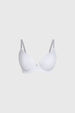 Sostén blanco de encaje con tirantes ajustables y diseño liso elegante para mujer