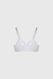 Sostén blanco de encaje con tirantes ajustables y diseño liso elegante para mujer