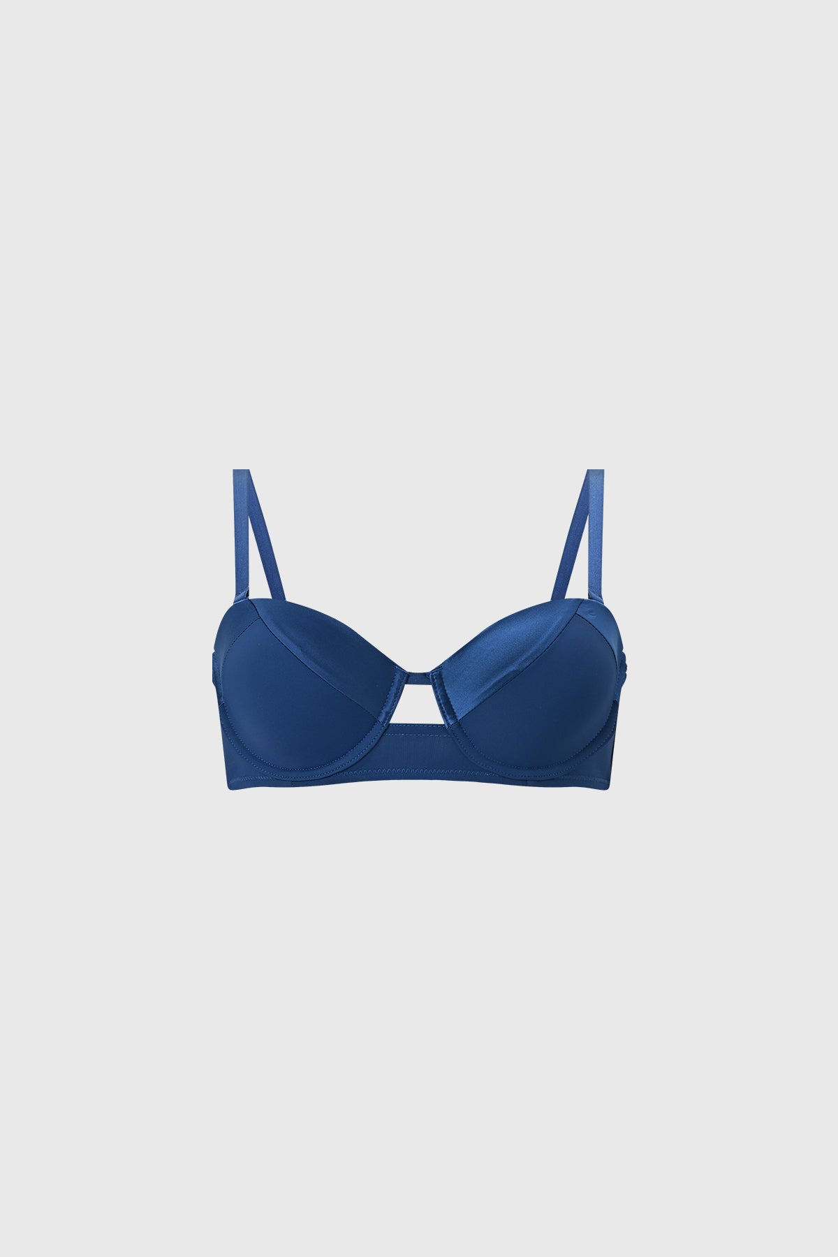 Sostén strapless azul marino para mujer con diseño liso y tirantes delgados removibles estilo minimalista elegante