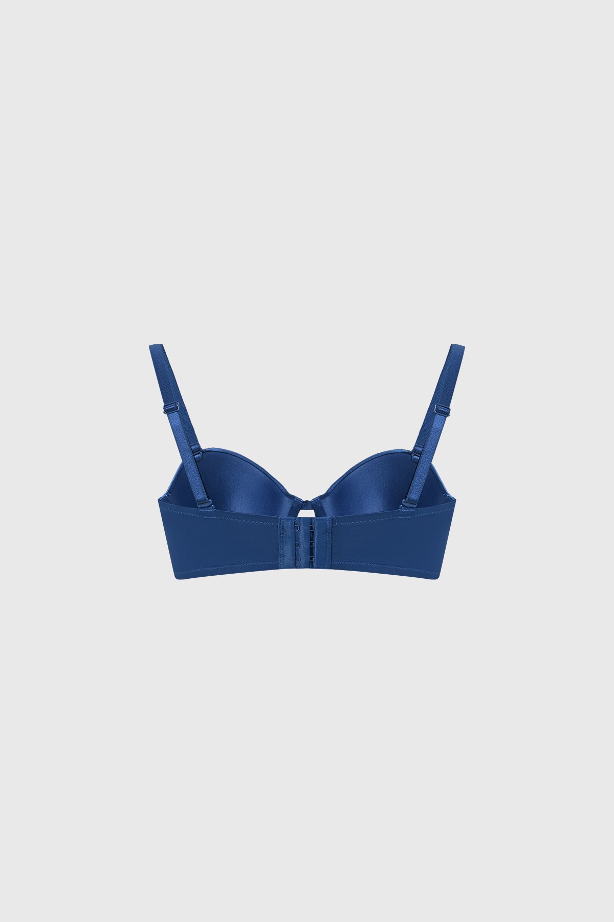 Sostén strapless azul marino para mujer con diseño liso y tirantes delgados removibles estilo minimalista elegante