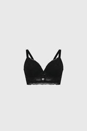 Sostén Mujer Copa Soft Detalle Macramé Negro