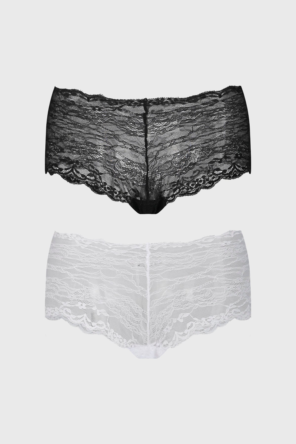 Calzón mujer pantaleta blanco full encaje con diseño floral detallado y borde ondulado sin estampa lisa elegante